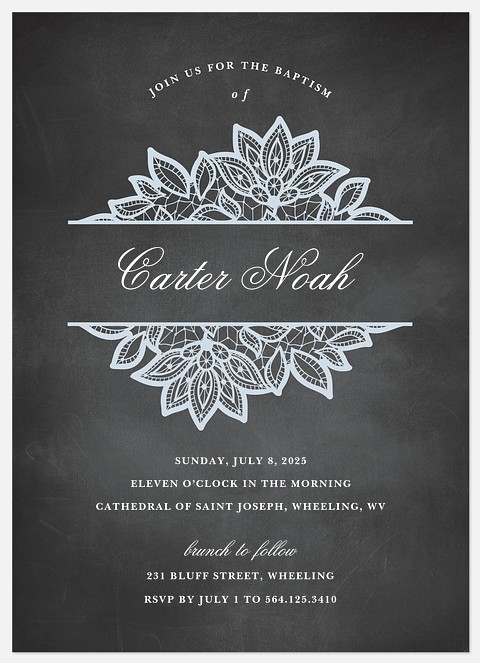 Chalkboard Lace Baptism Christening Invitations