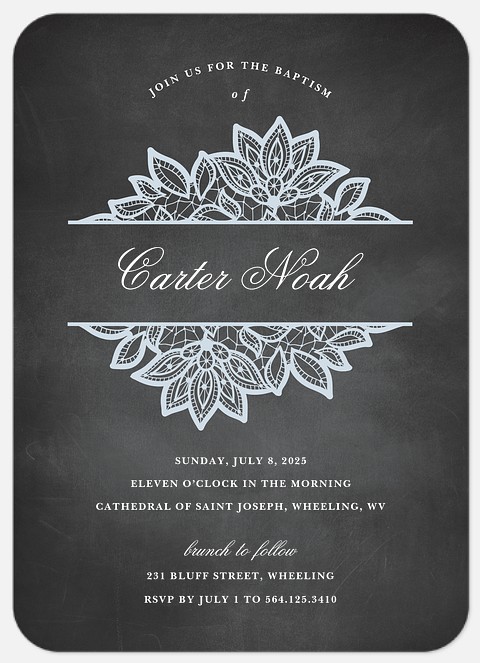 Chalkboard Lace Baptism Christening Invitations
