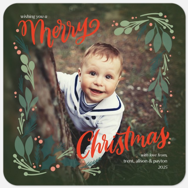 Botanical Corners Holiday Photo Cards