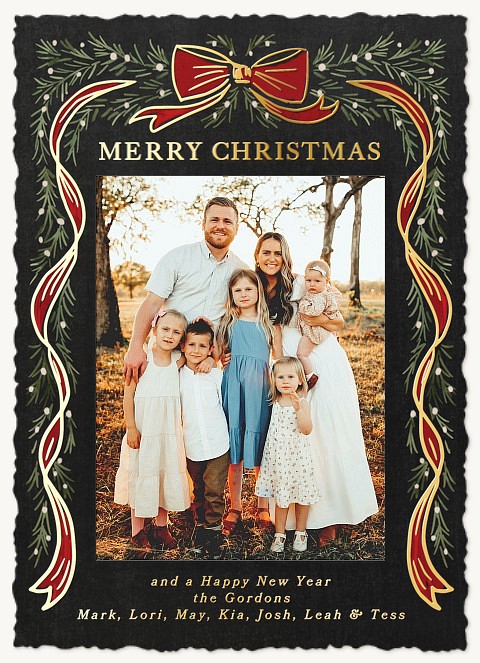 Bow And Garland Personalized Holiday Cards