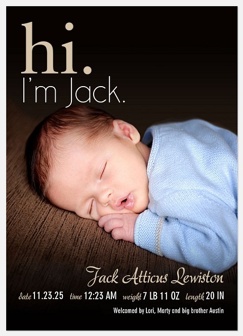 Hi There Baby Birth Announcements