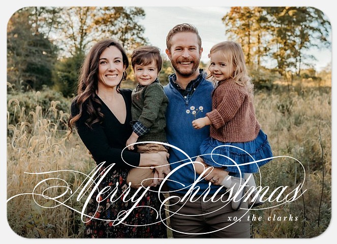 Calligraphic Swirls Holiday Photo Cards