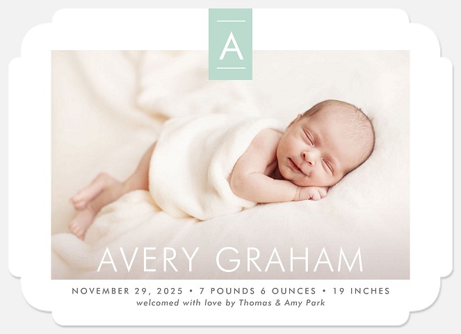 Distinguished Monogram Baby Birth Announcements