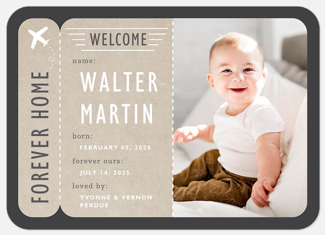Arrival Ticket Baby Birth Announcements