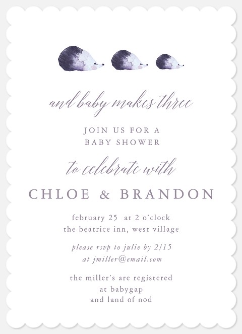 Family of Three Baby Shower Invitations