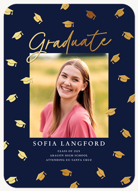 Gold Caps Graduation Cards