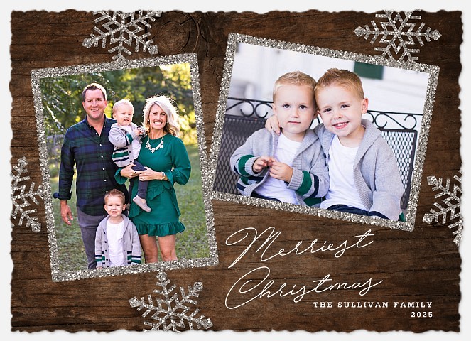 Silver Snow Holiday Photo Cards