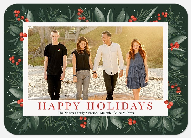Festive Greenery Holiday Photo Cards