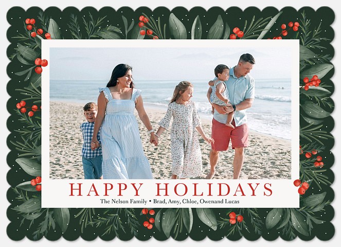 Festive Greenery Holiday Photo Cards