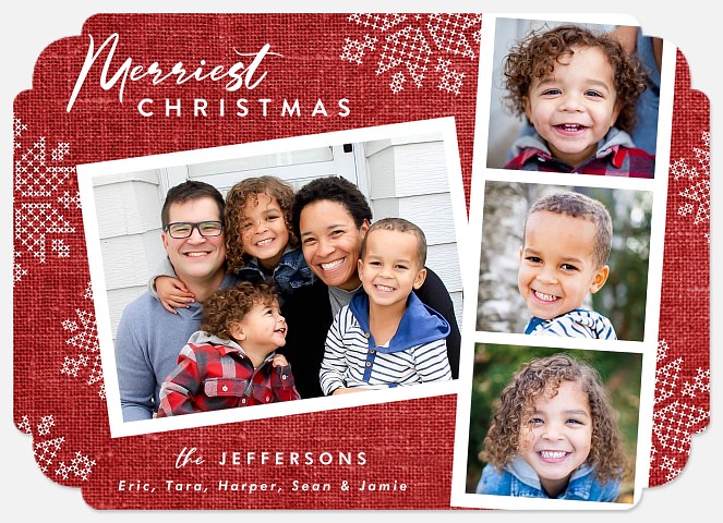 Stitched Snowflakes Holiday Photo Cards