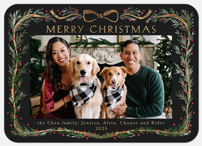 Elegant Foliage Holiday Photo Cards