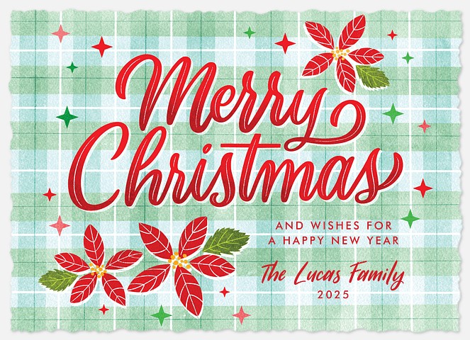 Christmas Poinsettia Holiday Photo Cards