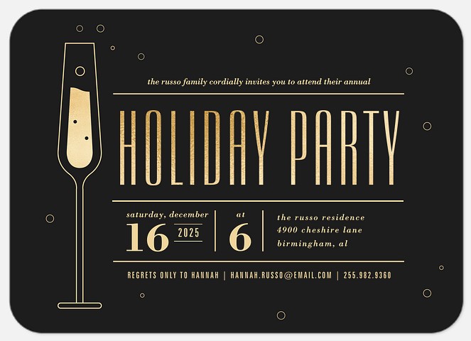 Clink the Champagne Holiday Party Invitations