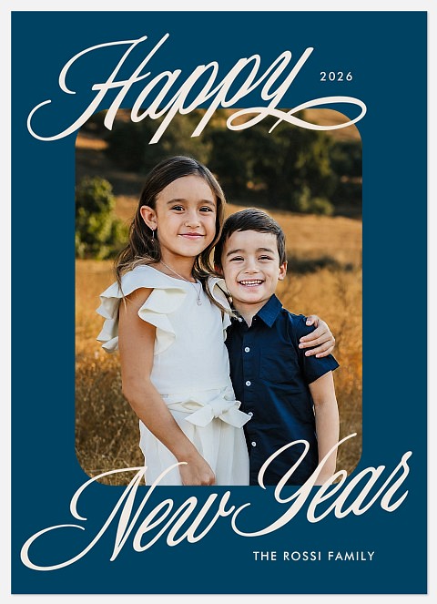 Traditional Script Holiday Photo Cards