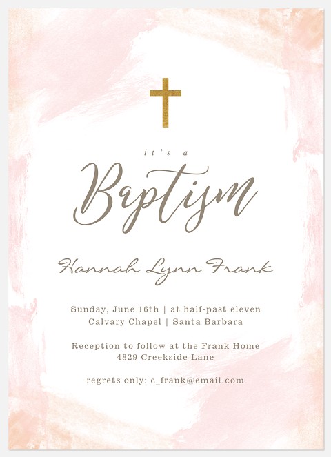 Brushed Abstract Baptism Christening Invitations