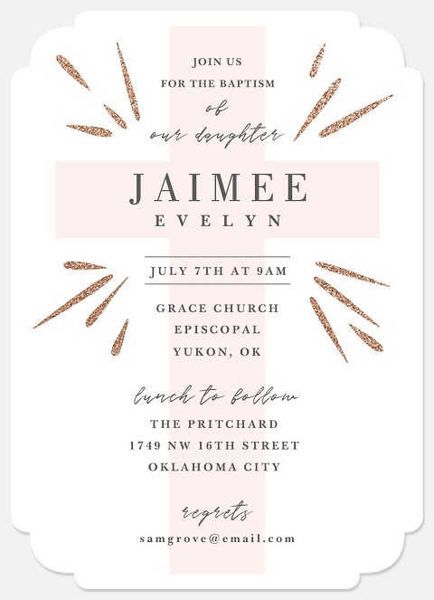 Luminous Cross Baptism Christening Invitations