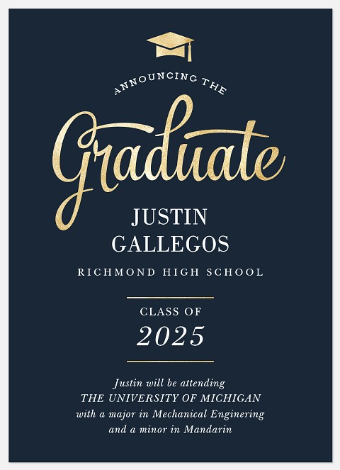Golden Script Graduation Cards