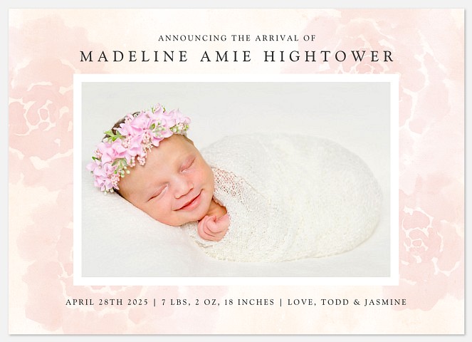 Dreamy Florals Baby Birth Announcements