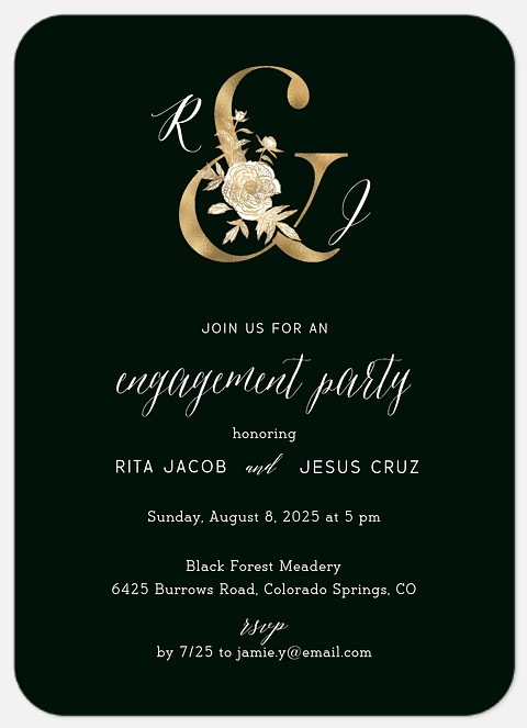 Golden Ampersand Engagement Party Invitations