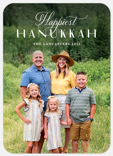 Fanciful Script Hanukkah Photo Cards