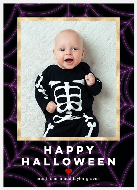 Glowing Web Halloween Photo Cards