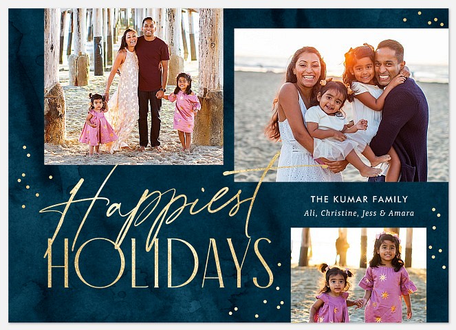 Watercolor Sparkle Holiday Photo Cards