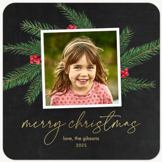 Pine Spray Personalized Holiday Cards