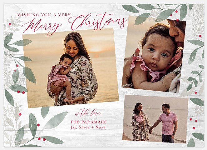 Country Greenery Holiday Photo Cards