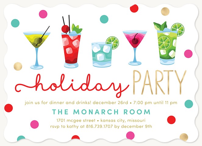 Christmas Cocktails Holiday Party Invitations