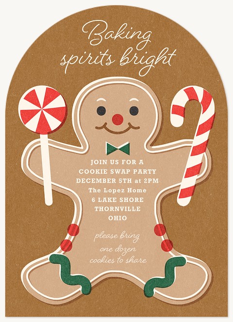 Gingerbread Cookie Holiday Party Invitations