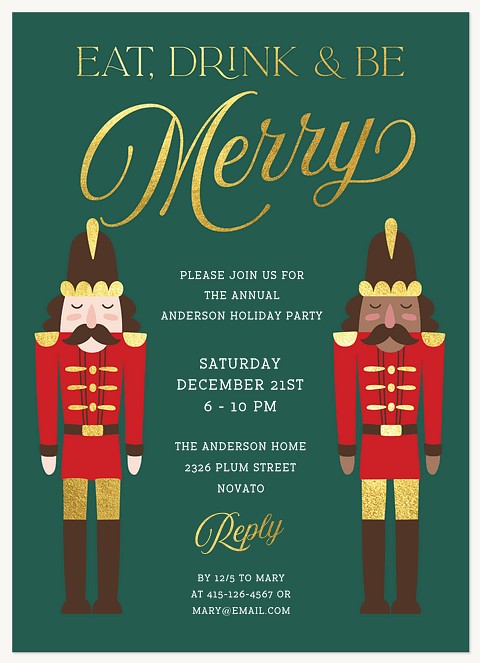 Nutcracker Christmas Holiday Party Invitations
