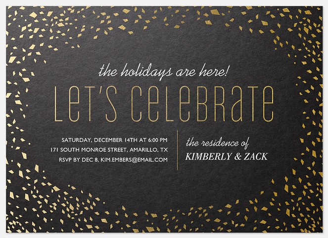 Glamour Confetti Holiday Party Invitations