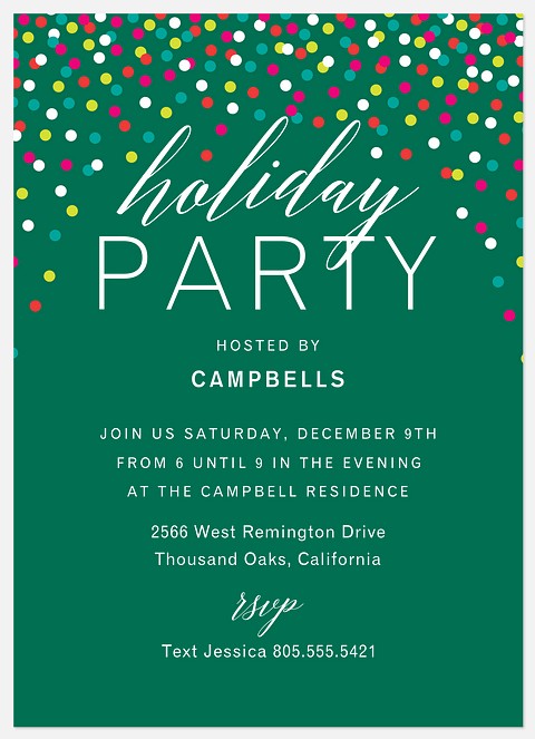 Confetti Cheer Holiday Party Invitations