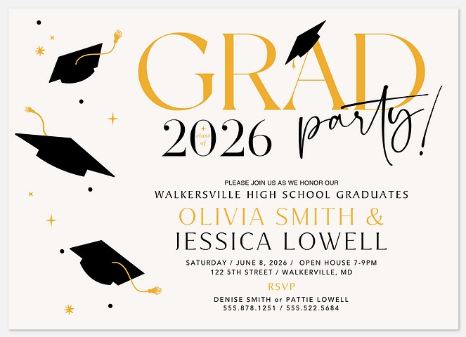 Flying Caps Graduation Cards