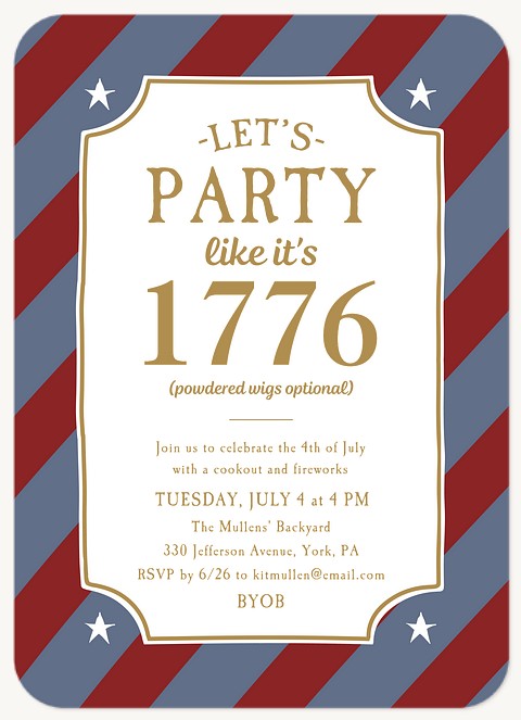 1776 Party Summer Party Invitations