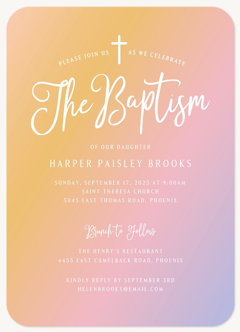 Ombre Glow Baptisms & Christening Invitations