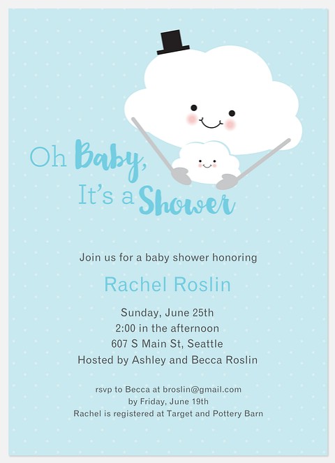 Fluffy Clouds Baby Shower Invitations
