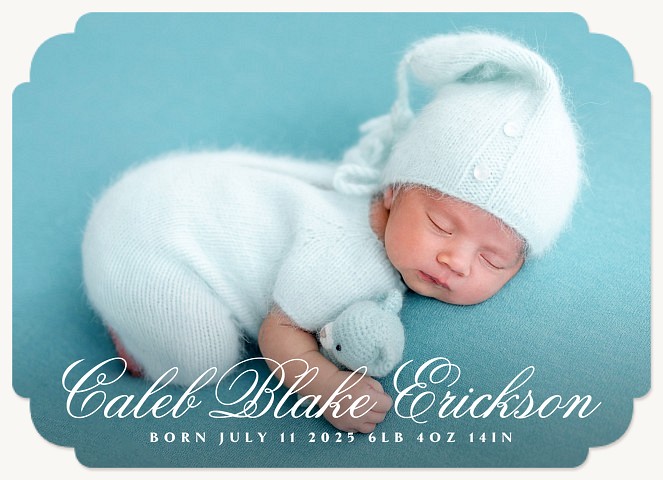Traditional Script Baby Announcements