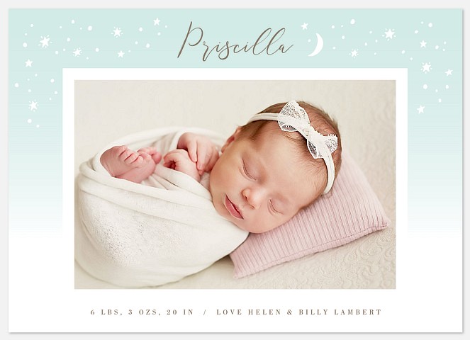 Soft Stars Baby Birth Announcements