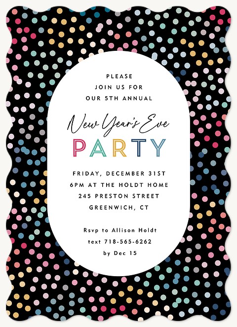 Rainbow Confetti Holiday Party Invitations