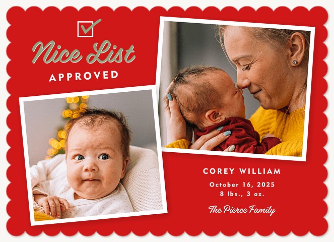 Nice List Check Personalized Holiday Cards