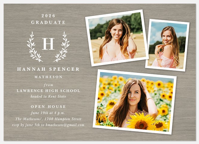 Woodgrain Laurel Graduation Cards