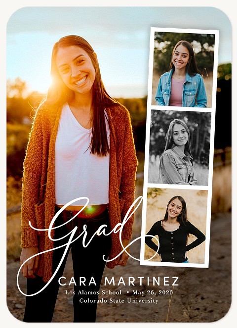 Flourished Photo Strip Graduation Cards