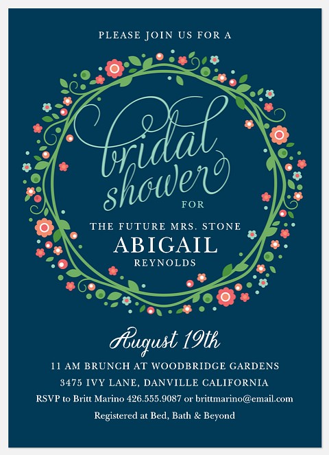 Garden Wreath Bridal Shower Invitations