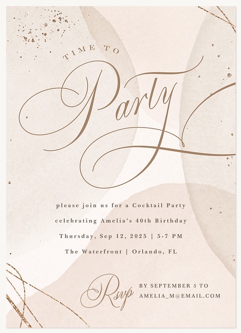 Time to Party Adult Birthday Party Invitations