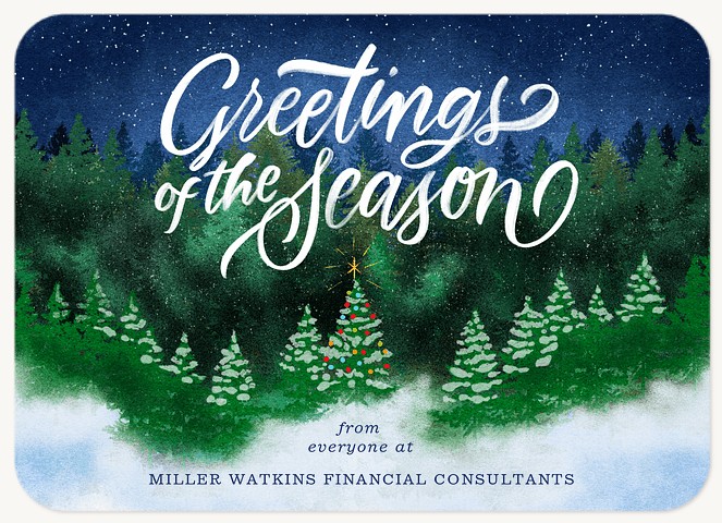 Night Snowscape Business Holiday Cards