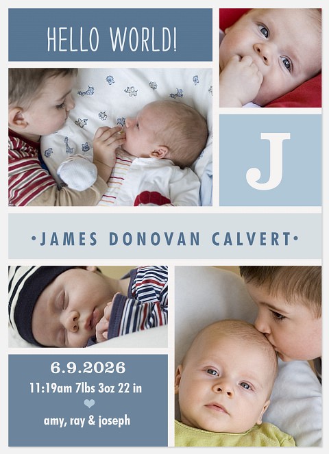 Blue Puzzle Pieces Baby Birth Announcements