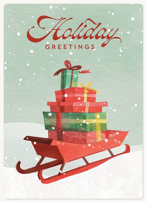 Red Sled Holiday & Christmas Magnet Cards