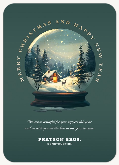 Painted Snow Globe Business Holiday Cards