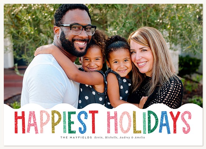 Rainbow Glitter Personalized Holiday Cards